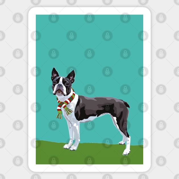 A Boston Terrier Winter Sticker by Ludwig Wagner